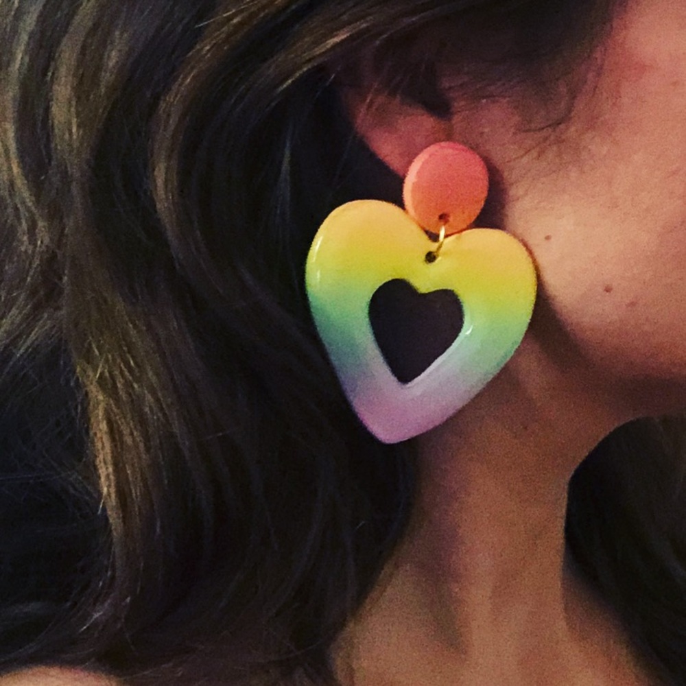 Blush Daisy XL Pride Rainbow Heart Earrings